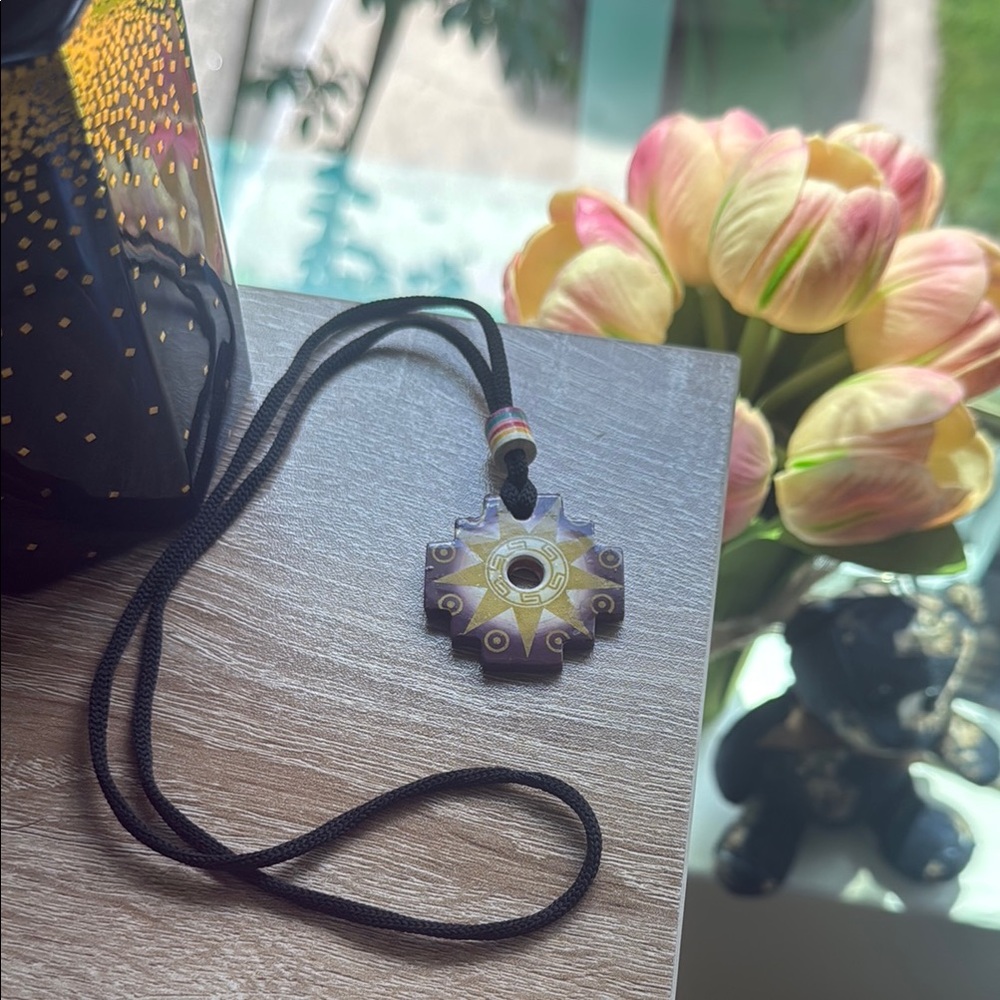 Peruvian Black and Gold Pendant Necklace